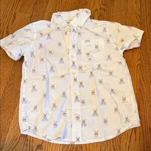 Janie and Jack boys White Bunny Print Short Sleeve Shirt size 8